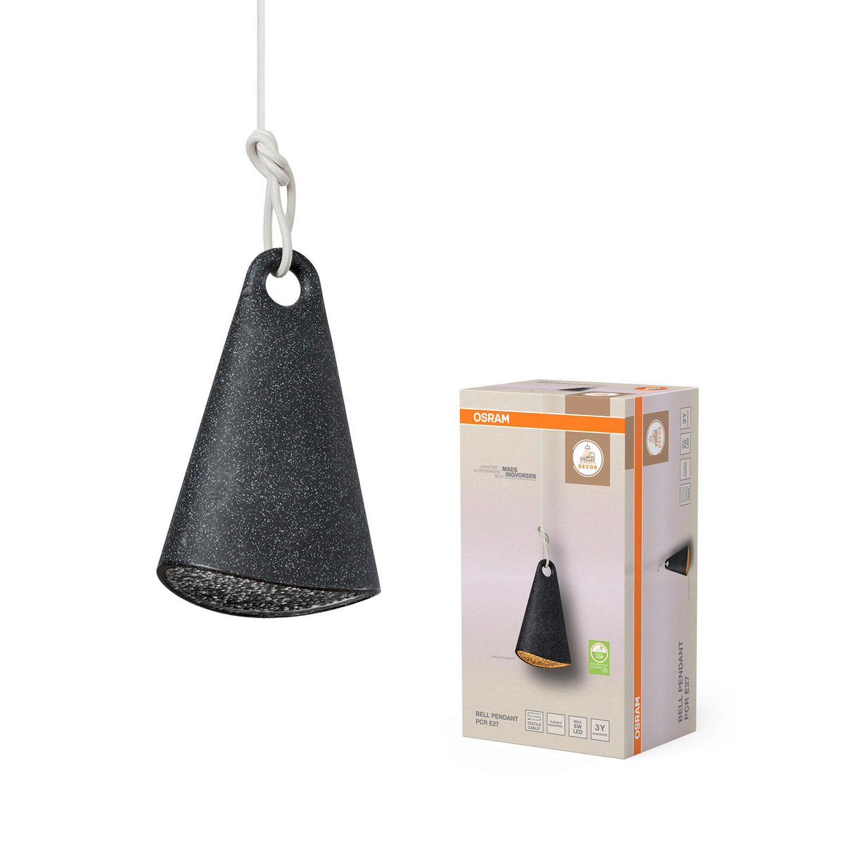 HÄNGELEUCHTE 15,2/10,6/122 cm  - Schwarz, Basics, Kunststoff/Metall (15,2/10,6/122cm) - Osram