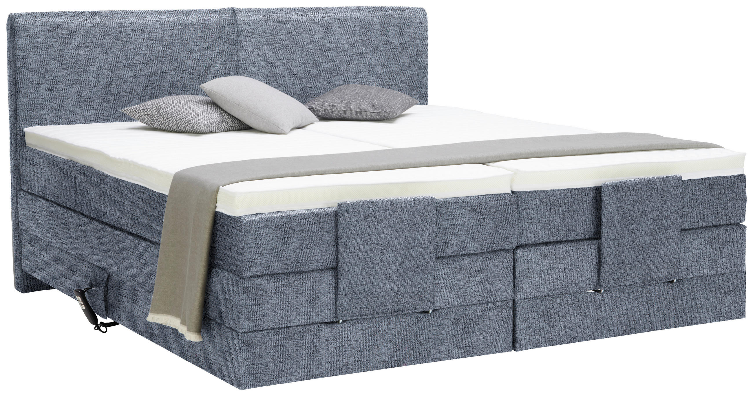 BOXSPRINGBETT 160/200 cm  in Blau  - Blau/Schwarz, Design, Kunststoff/Textil (160/200cm) - Hom`in