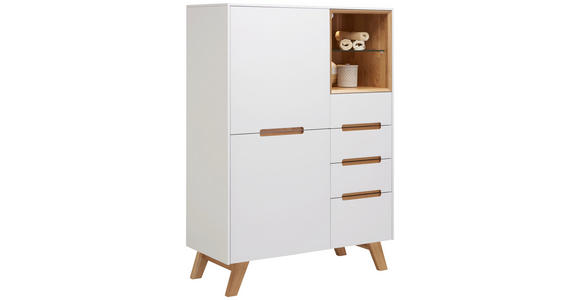 HIGHBOARD 95/136/41 cm - Eichefarben/Weiß, Design, Glas/Holz (95/136/41cm) - Hom`in