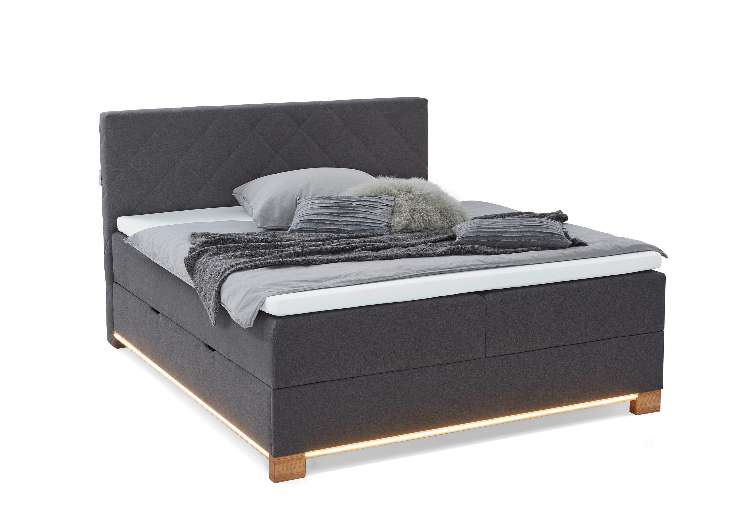 BOXSPRINGBETT 180/200 cm  in Anthrazit  - Anthrazit, Design, Holz/Holzwerkstoff (180/200cm) - Xora