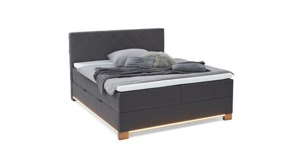 BOXSPRINGBETT 180/200 cm  in Anthrazit  - Eschefarben/Anthrazit, Design, Holz/Holzwerkstoff (180/200cm) - Xora