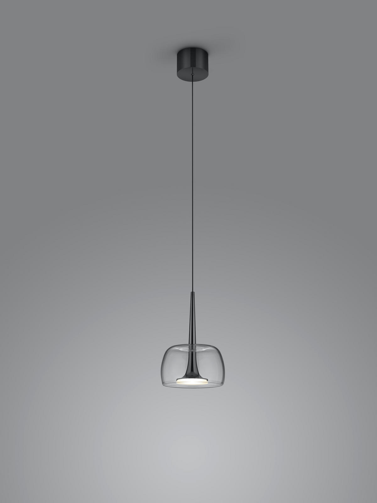 LED-HÄNGELEUCHTE Flute 8/24-200 cm  - Schwarzchrom, Design, Glas/Kunststoff (8/24-200cm) - Helestra