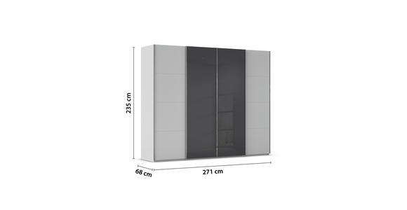 SCHWEBETÜRENSCHRANK 271/235/68 cm 4-türig Grau, Hellgrau  - Chromfarben/Hellgrau, KONVENTIONELL, Glas/Holzwerkstoff (271/235/68cm) - Novel