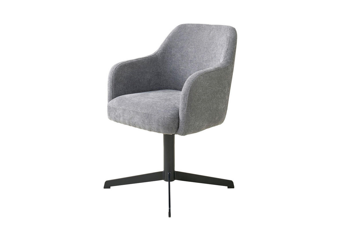 ARMLEHNSTUHL  Sitzfläche 360° drehbar Webstoff  Grau  - Schwarz/Grau, MODERN, Textil/Metall (59/86/63cm) - Schöner Wohnen
