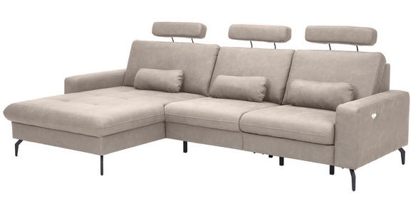 ECKSOFA Grau Mikrofaser  - Schwarz/Grau, KONVENTIONELL, Textil/Metall (180/302cm) - Carryhome