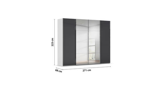 SCHWEBETÜRENSCHRANK  in Schwarz, Seidengrau  - Chromfarben/Seidengrau, Design, Glas/Holzwerkstoff (271/223/68cm) - Novel