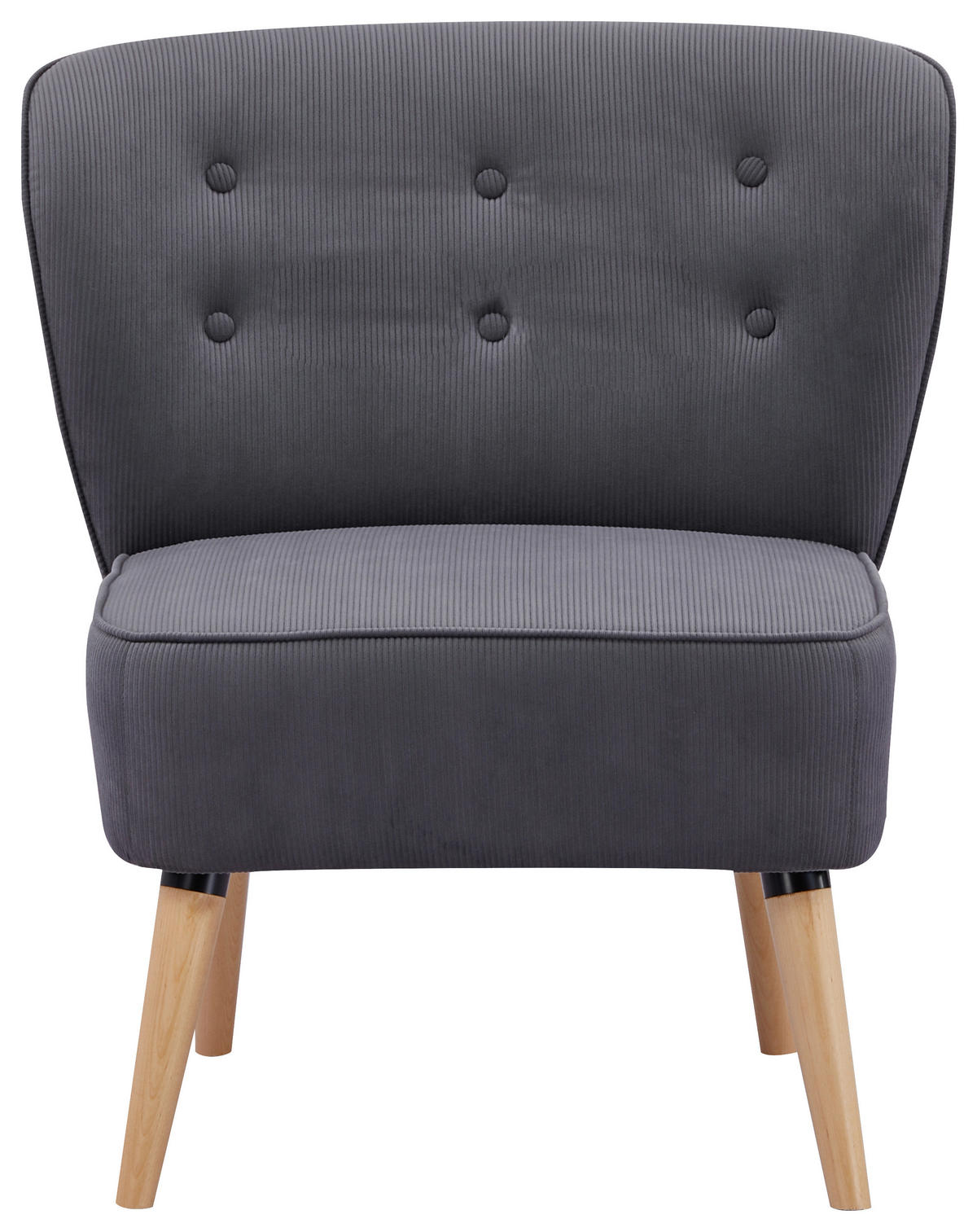 SESSEL in Cord Grau  - Naturfarben/Grau, Design, Holz/Textil (75/82/80cm) - Livetastic