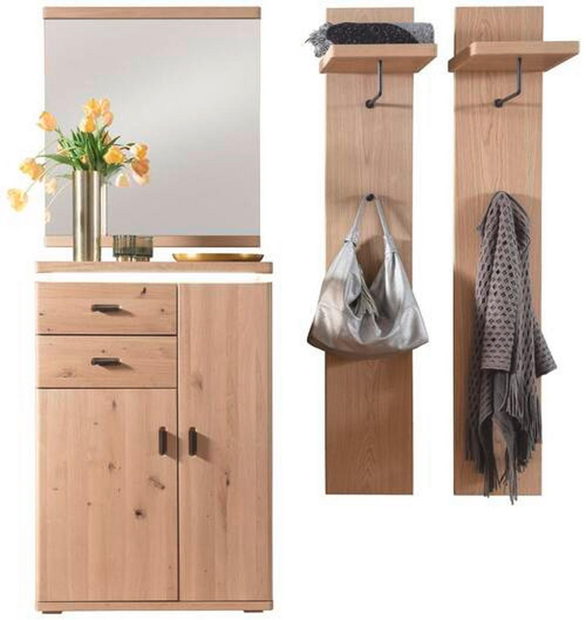 GARDEROBE 4-teilig  in 155/204/38 cm  - Eichefarben, Natur, Holz/Holzwerkstoff (155/204/38cm) - Linea Natura