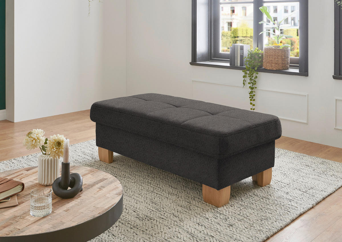 ECKSOFA in Flachgewebe Dunkelbraun  - Wildeiche/Dunkelbraun, Natur, Holz/Textil (301/243cm) - Voleo
