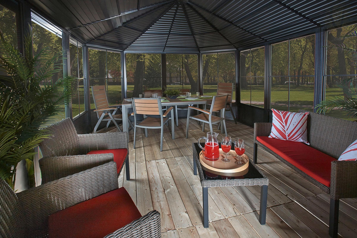 PAVILLON 594/281/384 cm Aluminium  - Anthrazit, Basics, Metall (594/281/384cm) - Ambia Garden