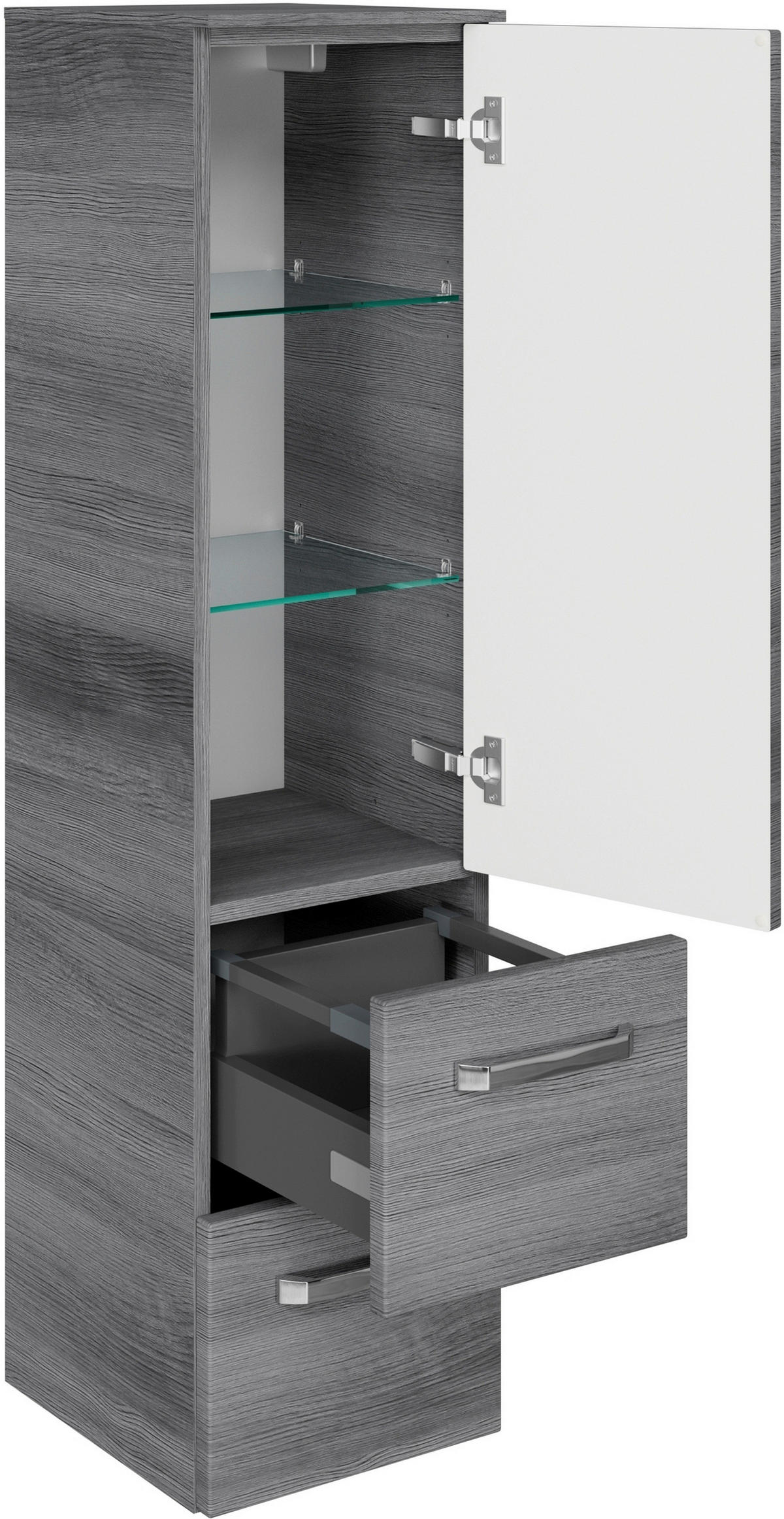 MIDISCHRANK 30/121/33 cm  - Chromfarben/Graphitfarben, MODERN, Glas/Holzwerkstoff (30/121/33cm) - Sadena