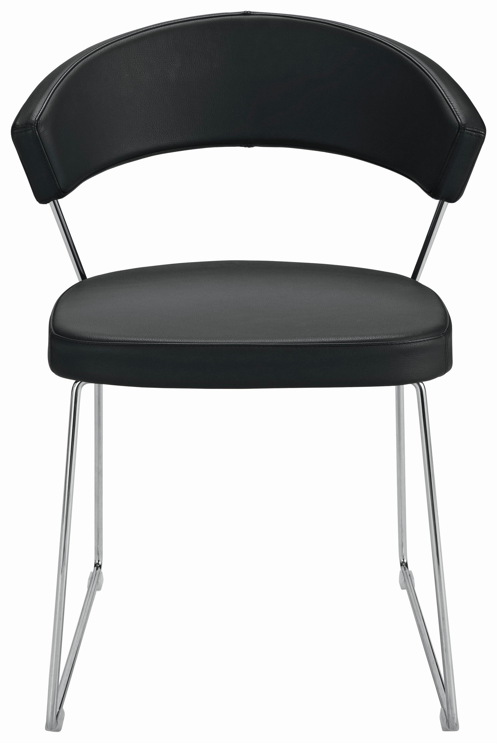 STUHL Echtleder Schwarz  - Chromfarben/Schwarz, Design, Leder/Metall (57/75,5/52cm) - Connubia 