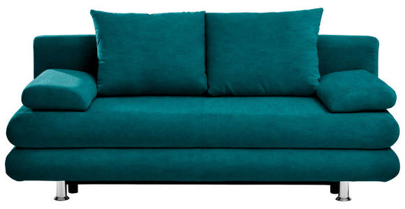 SCHLAFSOFA in Samt Petrol  - Chromfarben/Petrol, Design, Kunststoff/Textil (196/74/90cm) - Carryhome