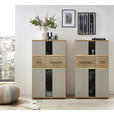 HIGHBOARD 90/131/40 cm  - Buchefarben/Schwarz, KONVENTIONELL, Glas/Holzwerkstoff (90/131/40cm) - Venda