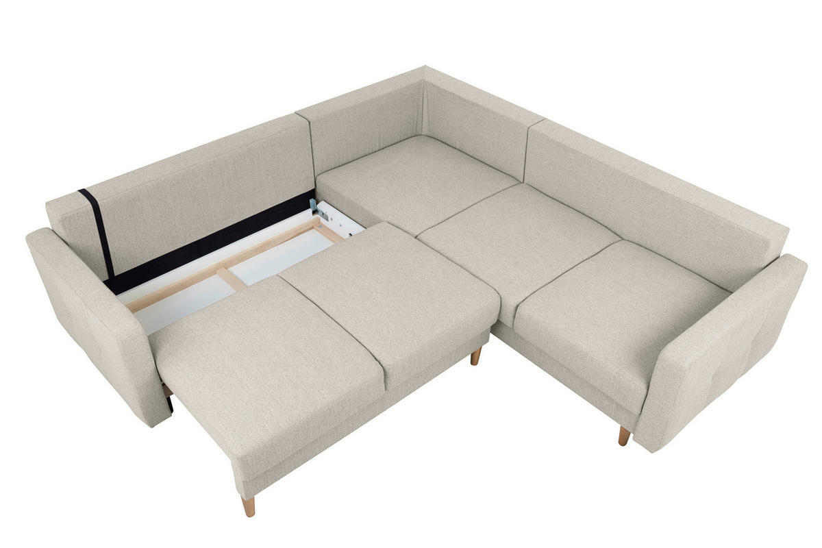 ECKSOFA in Hellgrau  - Buchefarben/Hellgrau, Design, Holz/Textil (242/242cm) - MID.YOU