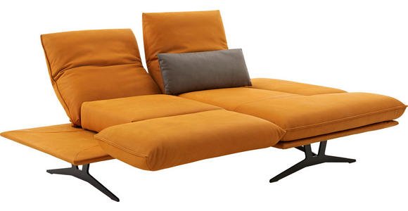 ECKSOFA in Echtleder Currygelb  - Currygelb/Schwarz, Design, Leder/Metall (210/130cm) - Dieter Knoll