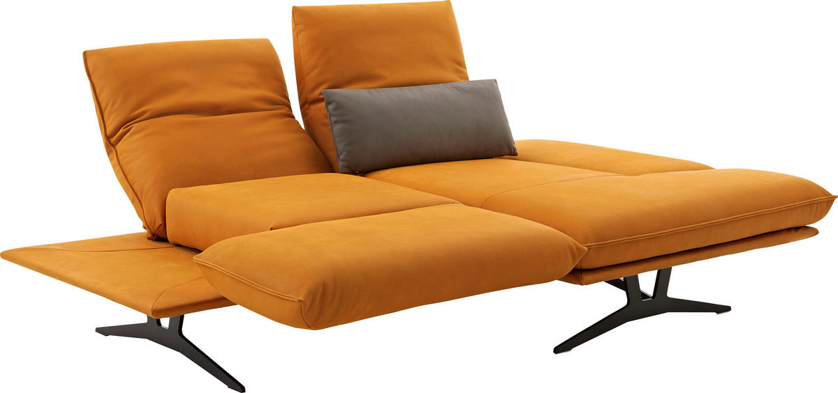 ECKSOFA in Echtleder Currygelb  - Currygelb/Schwarz, Design, Leder/Metall (210/130cm) - Dieter Knoll