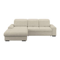 ECKSOFA Beige Chenille Rücken echt, Kopfteilverstellung  - Beige/Schwarz, KONVENTIONELL, Holz/Textil (203/286cm) - MID.YOU