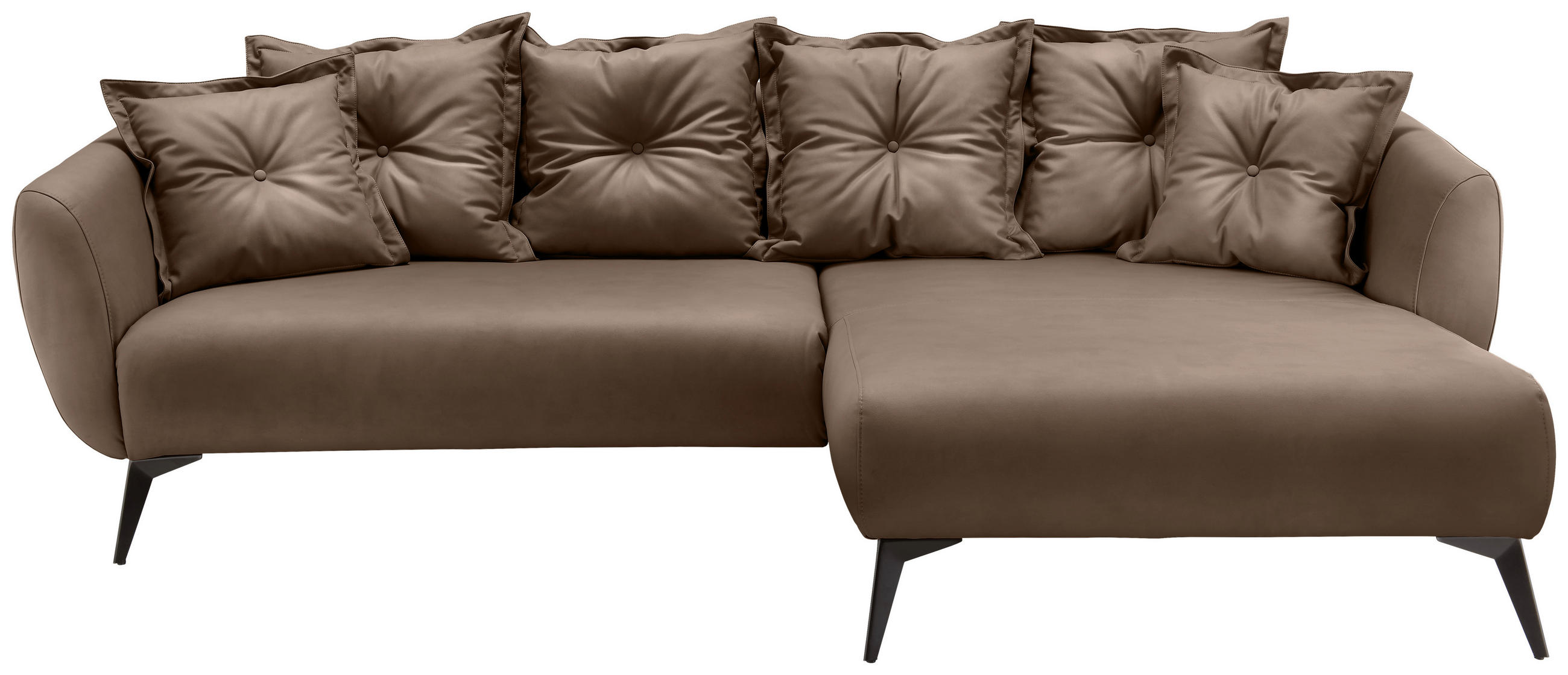 ECKSOFA in Lederlook Braun  277/162 cm  - Schwarz/Braun, MODERN, Textil/Metall (277/162cm) - Livetastic