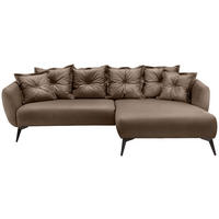 ECKSOFA in Lederlook Braun  - Schwarz/Braun, Modern, Textil/Metall (277/162cm) - Livetastic