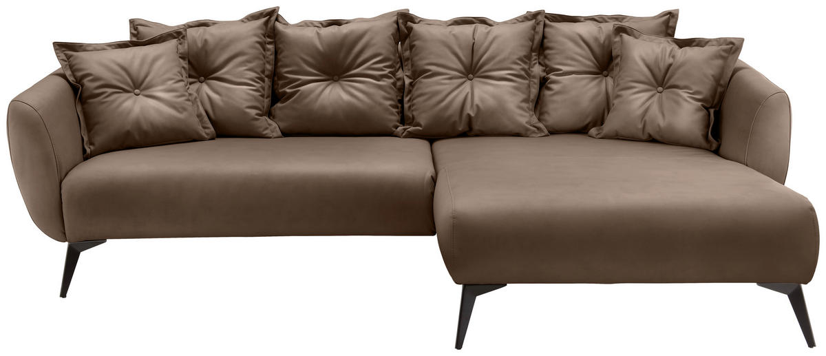 ECKSOFA in Lederlook Braun  - Schwarz/Braun, Modern, Textil/Metall (277/162cm) - Livetastic