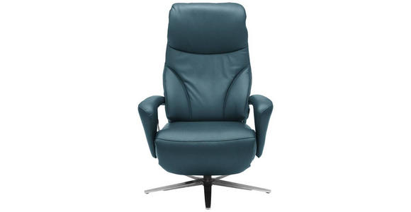 RELAXSESSEL in Leder Blau - Blau/Edelstahlfarben, Design, Leder/Metall (75/106/88cm) - Dieter Knoll