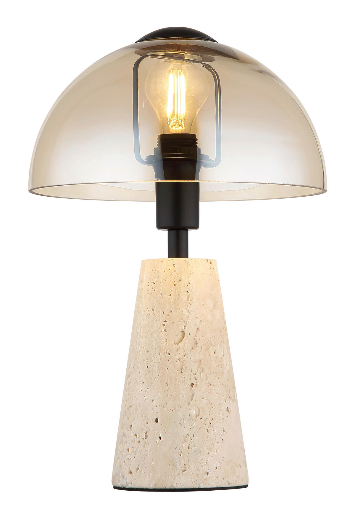STOLNÍ LAMPA, E14, 20/31 cm  - jantarové barvy/černá, Basics, kov/sklo (20/31cm) - Globo