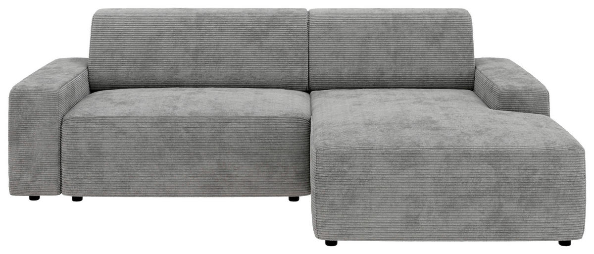 ECKSOFA in Cord Grau  - Schwarz/Grau, Modern, Kunststoff/Textil (246/162cm) - Trendmanufaktur