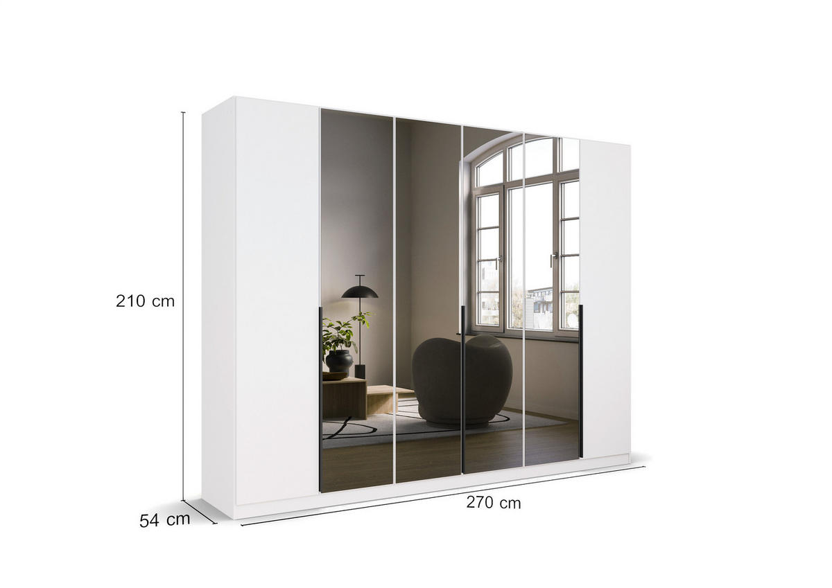DREHTÜRENSCHRANK in Weiss  - Weiss, Modern, Holzwerkstoff/Metall (271/210/54cm) - Rauch Möbel
