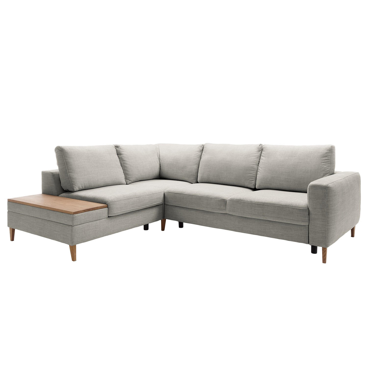 ECKSOFA in Webstoff Grau  - Eschefarben/Grau, Modern, Holz/Textil (260/90/204cm) - Trendmanufaktur