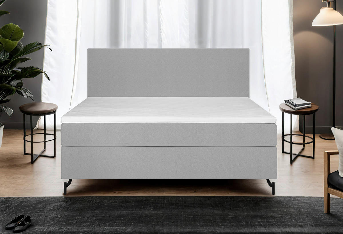 BOXSPRING-ÁGY 140/200 cm  szürke  - fekete/szürke, Modern, textil (140/200cm) - MID.YOU