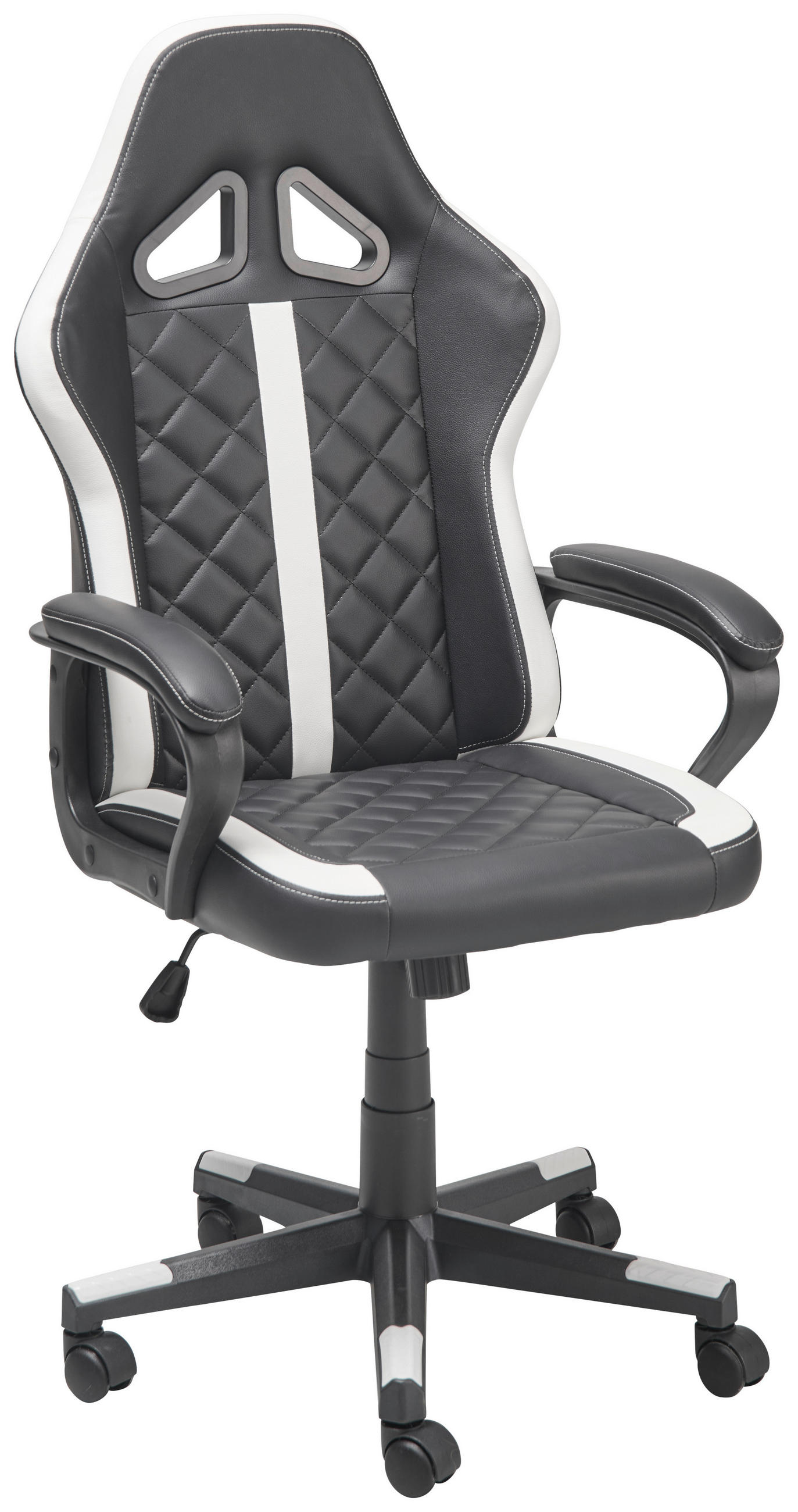 GAMINGSTUHL  in Lederlook Schwarz, Weiß  - Schwarz/Weiß, LIFESTYLE, Kunststoff/Textil (60/114-124/62cm) - MID.YOU