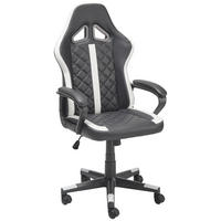 GAMINGSTUHL  in Lederlook Schwarz, Weiß  - Schwarz/Weiß, LIFESTYLE, Kunststoff/Textil (60/114-124/62cm) - MID.YOU