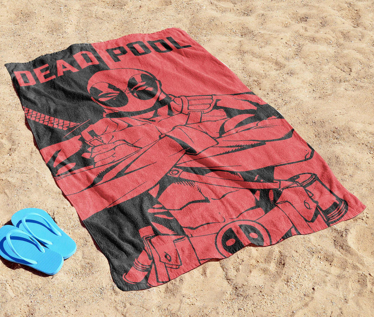 STRANDTUCH Marvel Deadpool Rot 150/70 cm  - Rot, Basics, Textil (150/70cm)