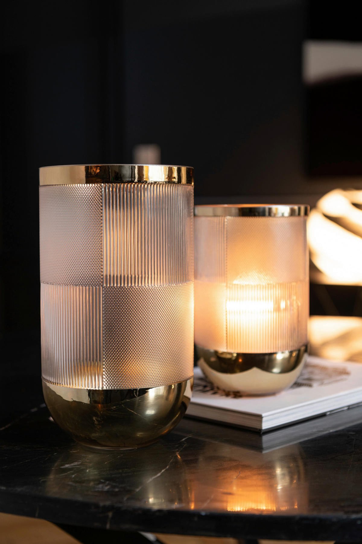 DEKOVASE  - Transparent/Goldfarben, Basics, Glas (15/15/26cm)