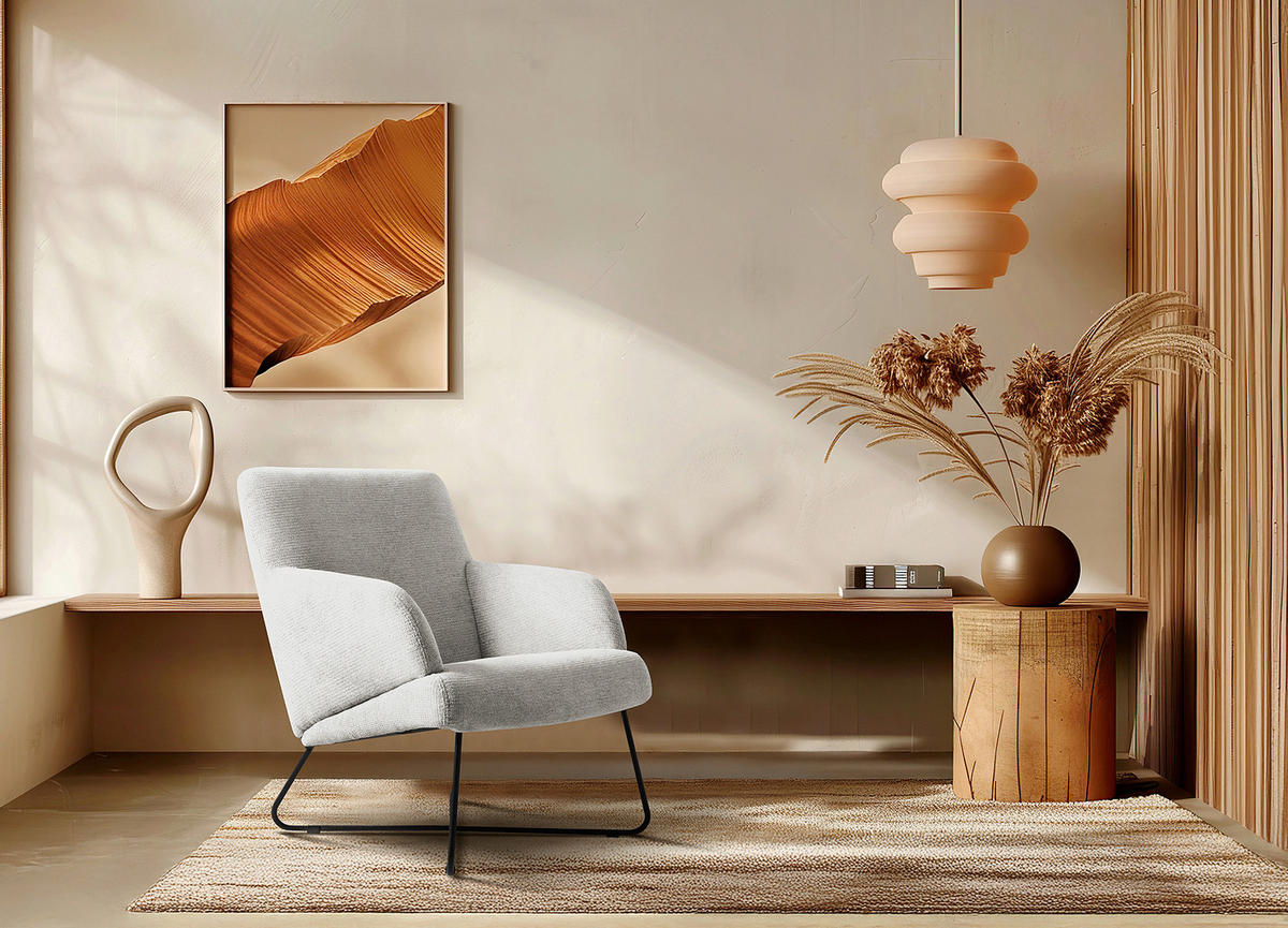 SESSELSET in Chenille Weiß  - Schwarz/Weiß, Design, Textil/Metall (67/87/74cm) - Livetastic