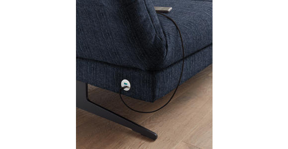 ECKSOFA  in Flachgewebe Dunkelblau  279-327/176-217 cm  - Schwarz/Dunkelblau, Design, Textil/Metall (279-327/176-217cm) - Dieter Knoll