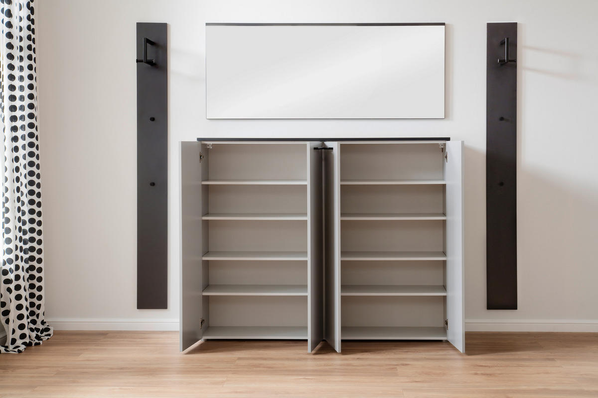 GARDEROBE 4-teilig  in 220/200/38 cm  - Anthrazit/Grau, KONVENTIONELL, Holzwerkstoff (220/200/38cm) - Moderano