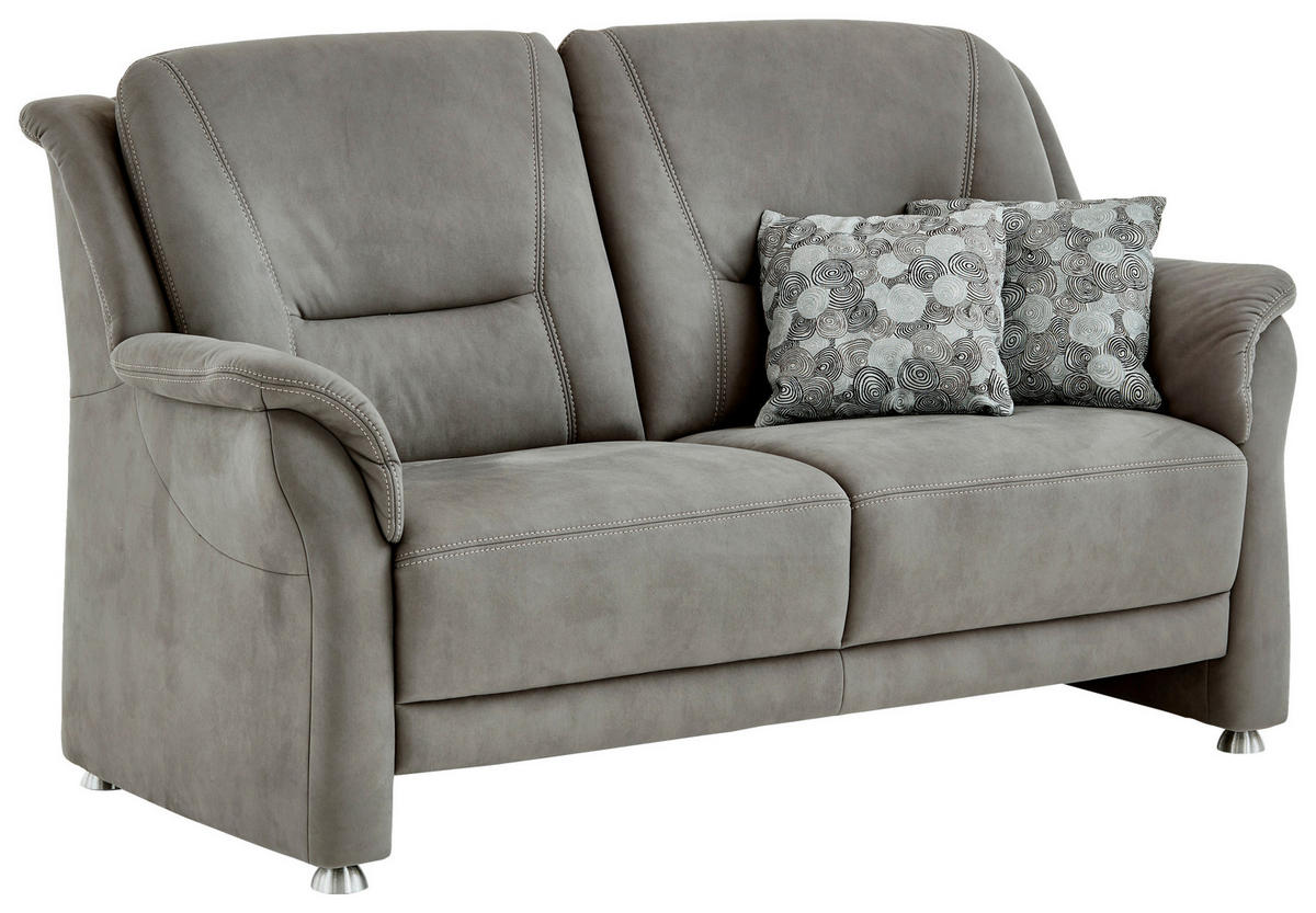 2,5-SITZER in Mikrofaser Grau  - Beige/Alufarben, Konventionell, Textil/Metall (172/100/89cm) - Beldomo Comfort