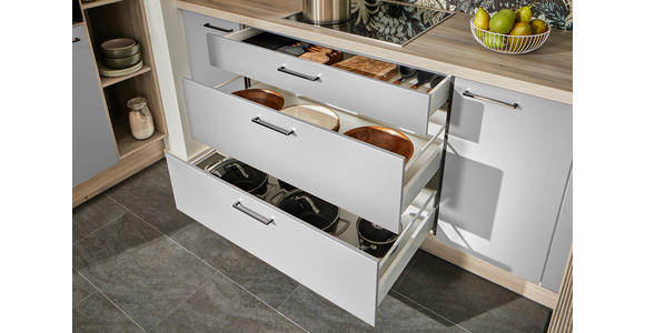 ECKKÜCHE  in Hellgrau, Tannenholzfarben  - Tannenholzfarben/Hellgrau, Design, Holzwerkstoff/Metall (121,6/280/150cm) - Xora