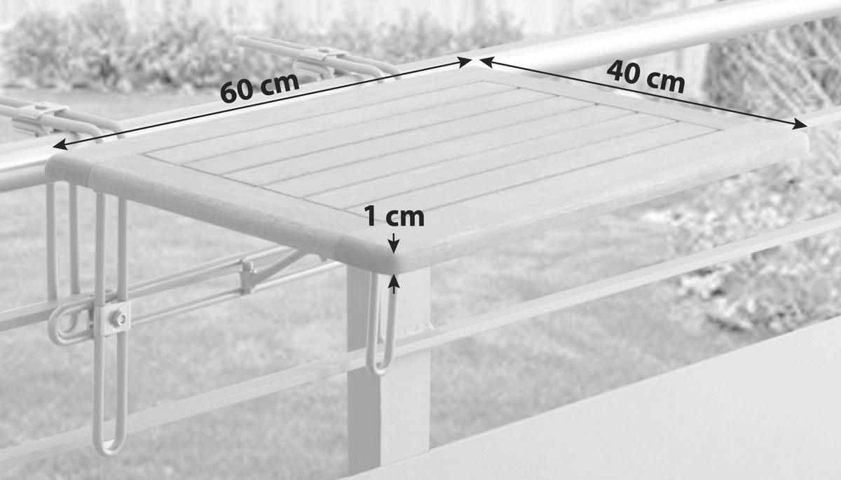 BALKONHÄNGETISCH 60/40/1 cm  - Naturfarben, KONVENTIONELL, Holz/Metall (60/40/1cm) - Gardenson