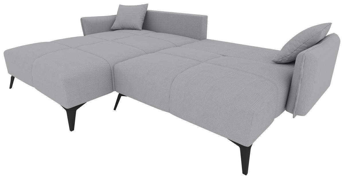 ECKSOFA in Cord Hellgrau  180/253 cm  - Hellgrau/Schwarz, KONVENTIONELL, Textil/Metall (180/253cm) - Carryhome