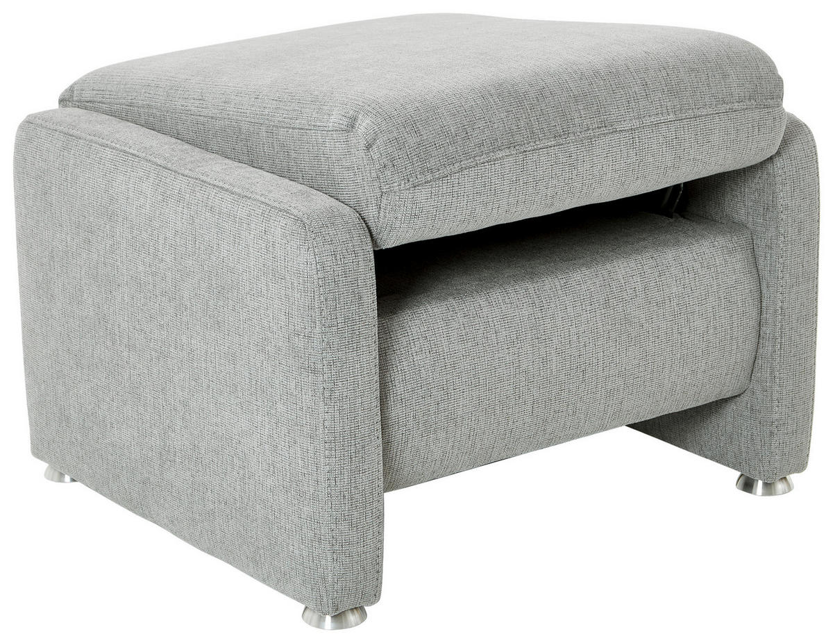 HOCKER Flachgewebe Hellgrau  - Hellgrau/Alufarben, KONVENTIONELL, Textil/Metall (67/44/58cm) - Beldomo Comfort