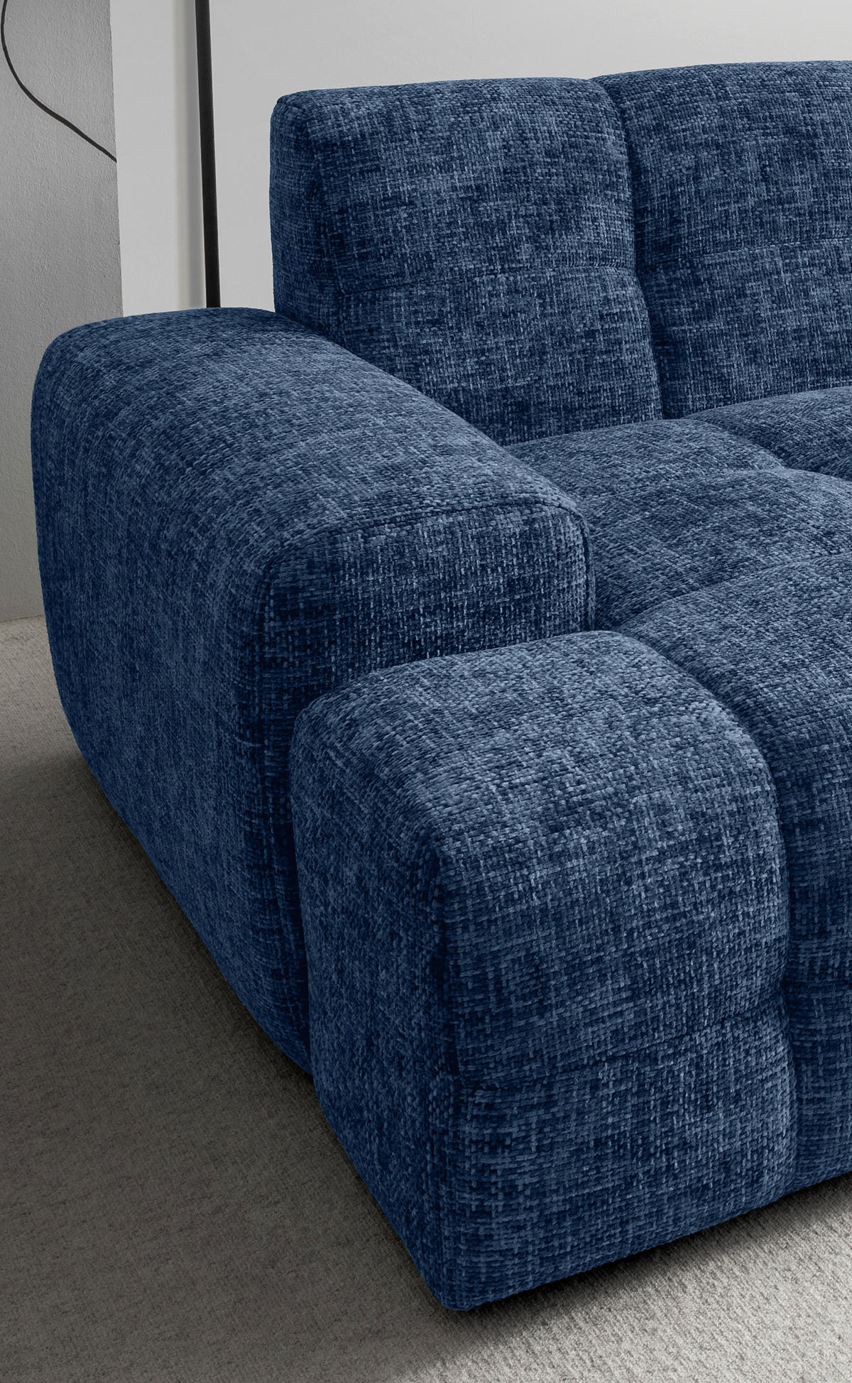 BIGSOFA in Struktur Blau  - Blau/Schwarz, MODERN, Kunststoff/Textil (304/87/155cm) - Livetastic