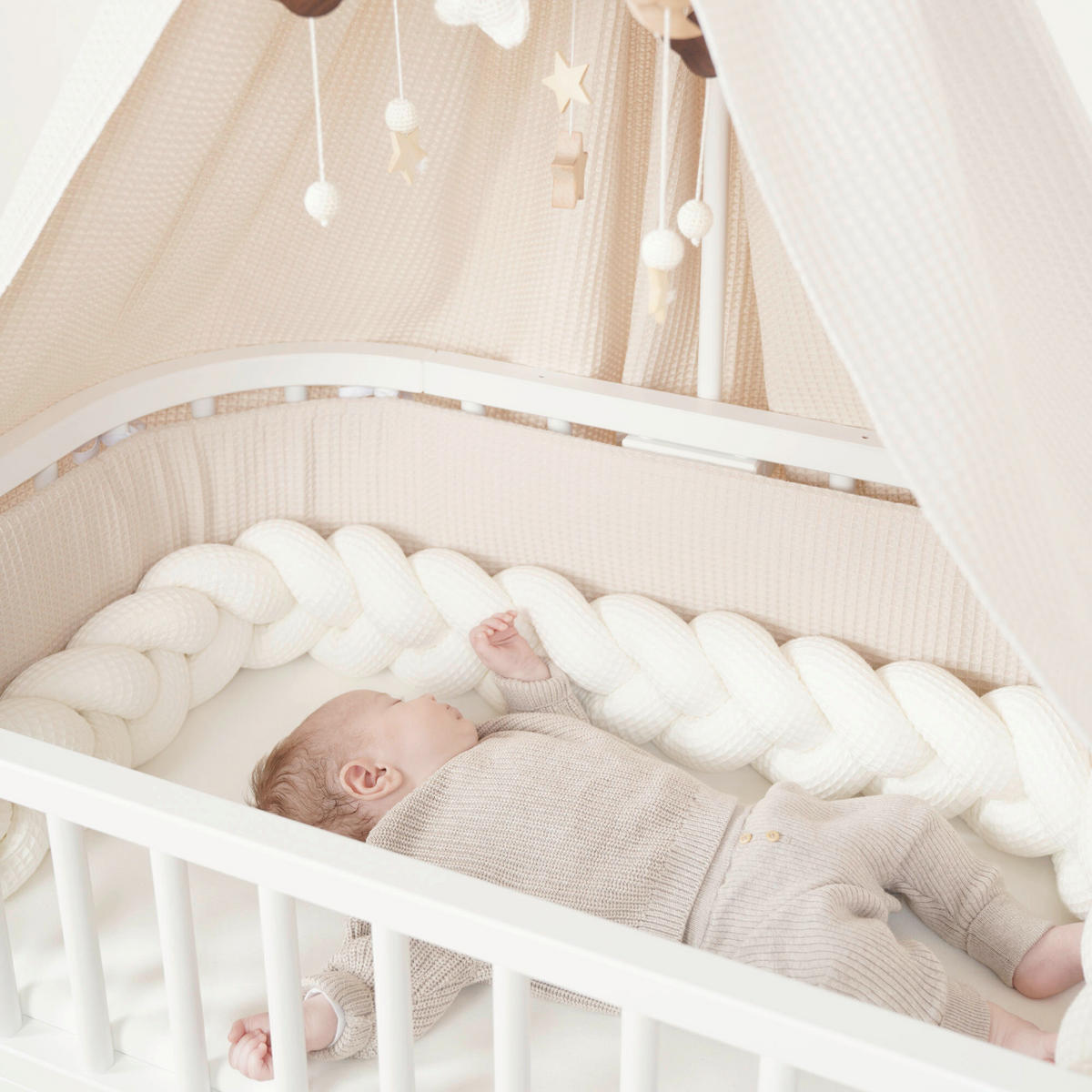 NESTCHEN babybay Nestchen 3D Mesh  - Hellgrau, Basics, Naturmaterialien (168/24/2cm) - Tobi