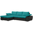 ECKSOFA  in Flachgewebe Schwarz, Türkis  175/271 cm  - Türkis/Schwarz, Design, Kunststoff/Textil (175/271cm) - Xora