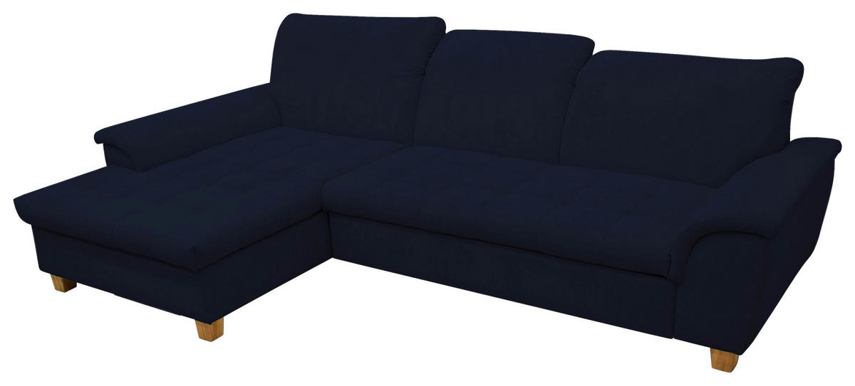 ECKSOFA Dunkelblau Mikrofaser  - Eichefarben/Dunkelblau, KONVENTIONELL, Holz/Textil (170/281cm) - MID.YOU