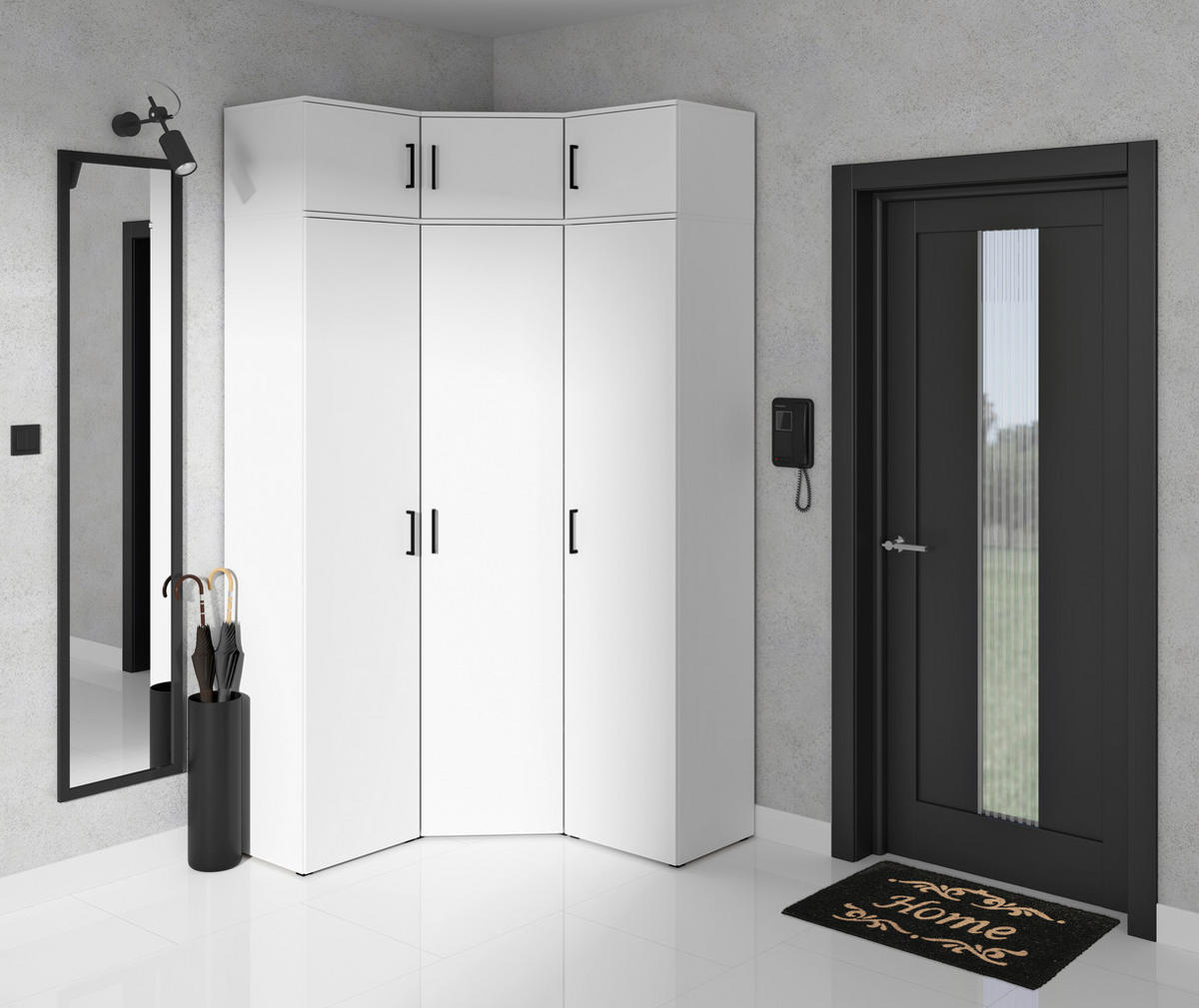 MEHRZWECKSCHRANK 80/195/40 cm  in Weiß  - Anthrazit/Schwarz, MODERN, Holzwerkstoff/Kunststoff (80/195/40cm) - Carryhome