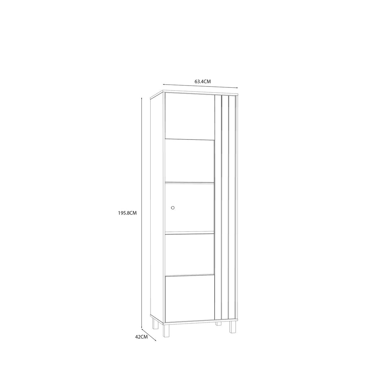 VITRINA, barve hrasta, peščene barve - črna/barve hrasta, Design, kovina/steklo (63,4/195,8cm) - Hom`in
