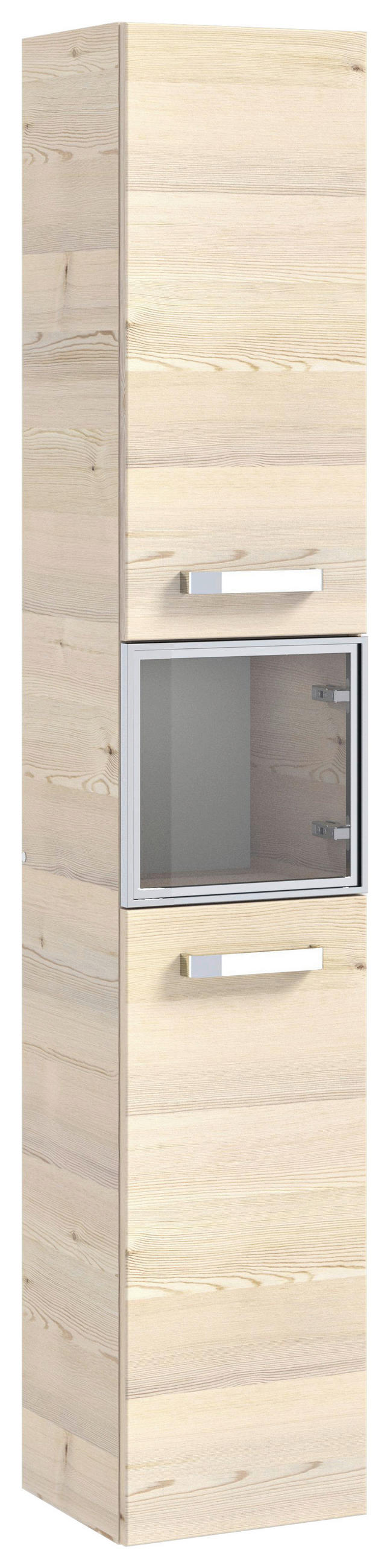 HOCHSCHRANK 30/172/30,9 cm  - Chromfarben/Eichefarben, KONVENTIONELL, Glas/Holzwerkstoff (30/172/30,9cm) - Sadena